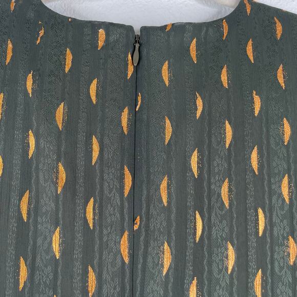 Banana Republic Olive Green Gold lined Short Dress Sheer Sleeves size 2 Evening - Picture 5 of 13
